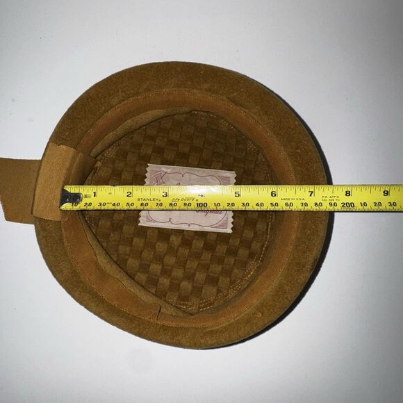 Vintage 1950s Chesterfield Pillbox Hat Mustard Yellow Felt Womens Mid Century main image 2